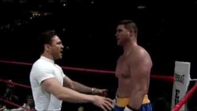 competing in a heavyweight boxing match