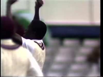 Tim Curtis’ stumps in disarray, Curtly Ambrose gets his man