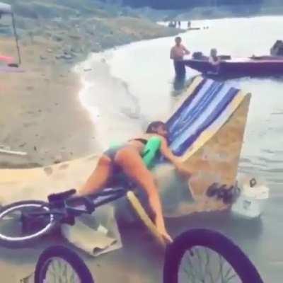 Hold my beer while I try to jump this ramp on a bike