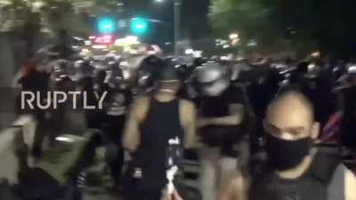 Footage of the person who threw an IED at the Federal Courthouse in Portland