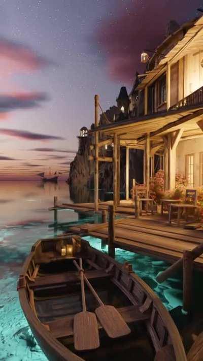 A 3D environment i made inspired by Booty Bay [OC]