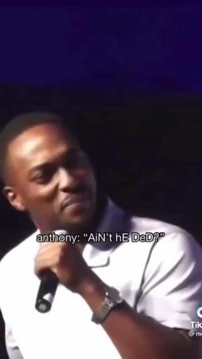 There should be an entire Disney+ special consisting of various clips where Anthony Mackie is mocking his co-stars.