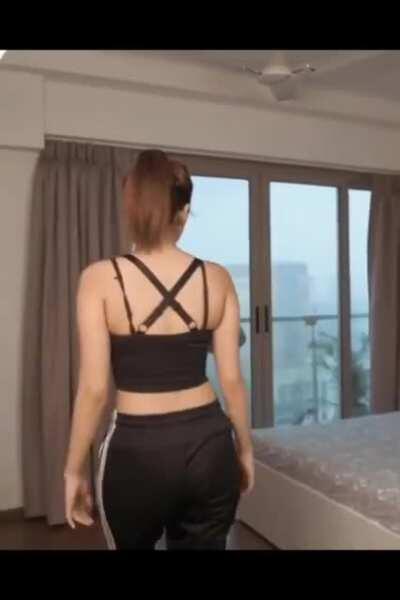 Shivani doing Yoga in black