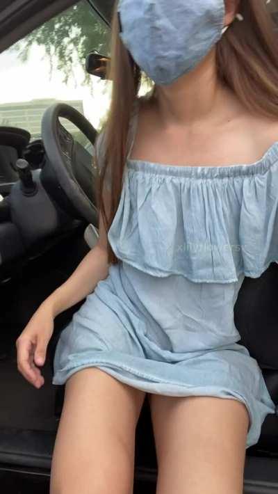 Flashing my pussy as soon as I get here