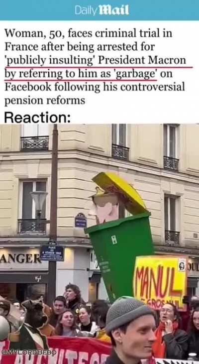 People in France react to the prosecution of a woman posting a comment about Macron.