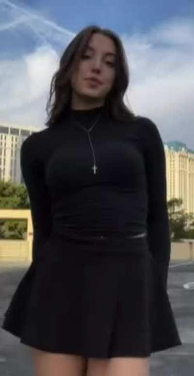 TikToker Karli Mergenthaler seducing with her moves