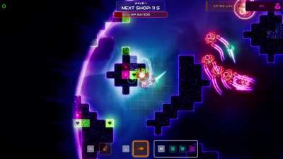 Faked 2D lightning - inspired by Geometry Wars. Simple grid shader that reacts to the objects + custom bloom / glow pipeline for colors = feeling of moving lights on the scene.