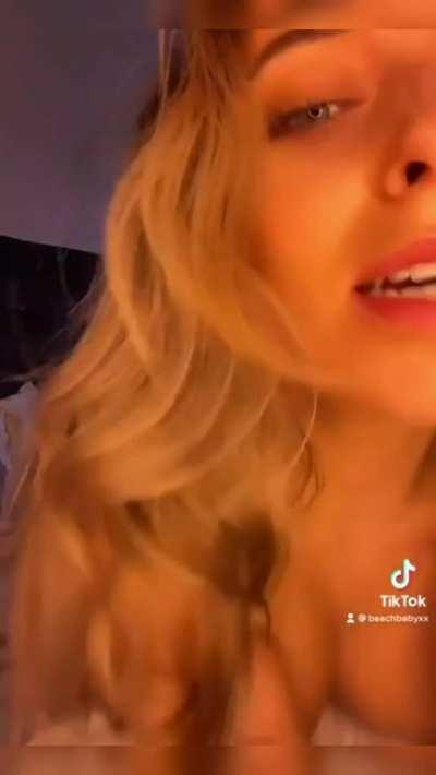 What is this blonde babe doing underneath?