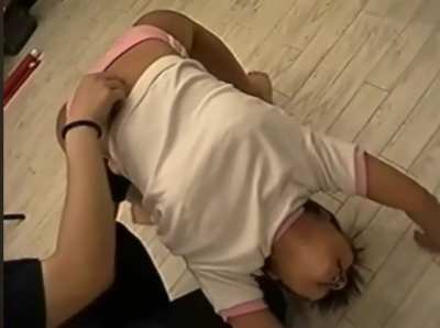 Asian girl Backbend Belly Button Tickle