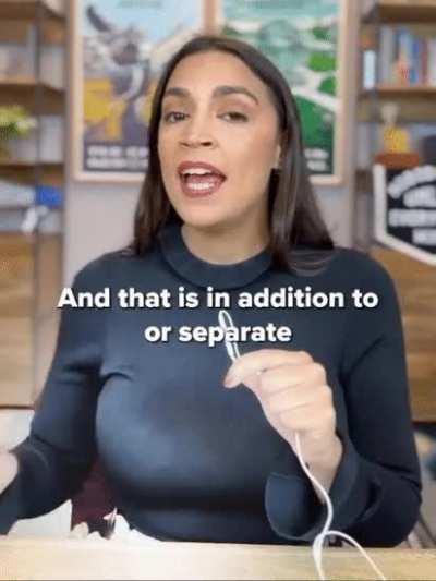 AOC needs to realize that no one is listening to a word she says, and that people only care about her massive tits and fuckable face