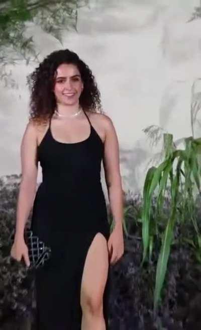 Sanya Malhotra thighs in high slit dress