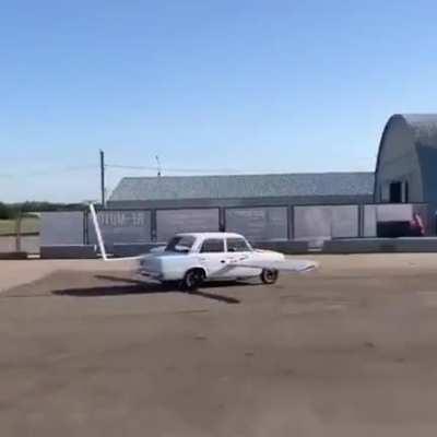 To fly in a car