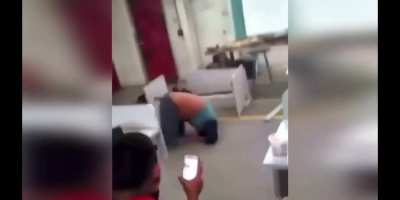 Trying to break a chair on top of a table isn't smart