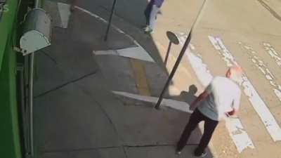 Robber gets run over by a bus