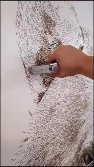 Making this image of a bear with a stapler