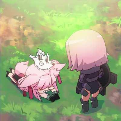 Fou's really going to town on Koyanskaya's head!