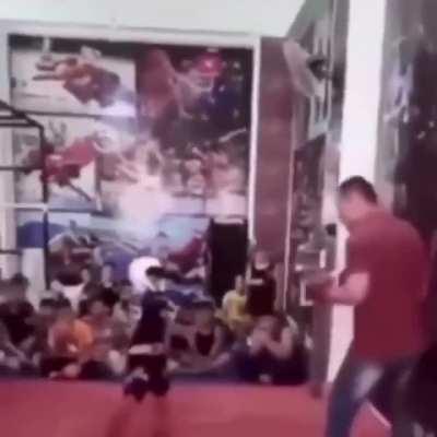Asshole martial arts instructor spars with student