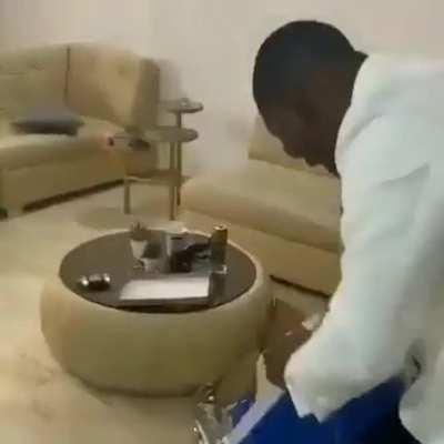 Husband freaks out in excitement when he gets this gift from his wife on their wedding day.