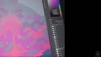 painting process of 'red col season'