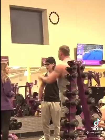 Screaming in a gym for a tiktok video