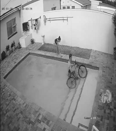 WCGW cycling around your pool with your phone in your pocket