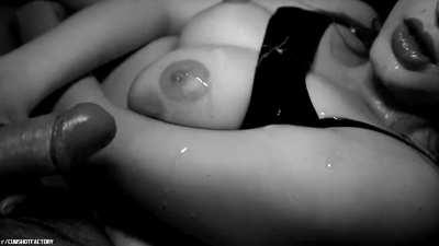 Rubbing on her beautiful tits