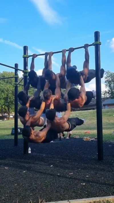 9 men front lever pyramid