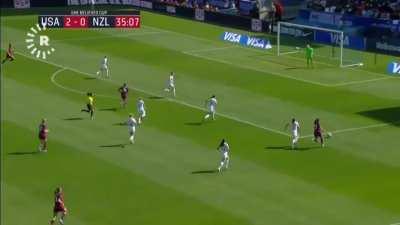 A Newzealand women's football team player scores a hat-trick of their own goals against the USA.