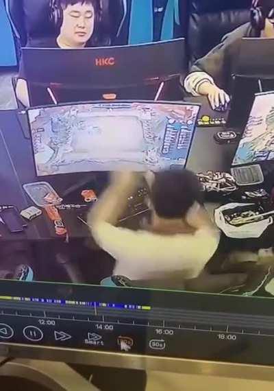 He just pretended nothing happened and turned off the monitor.