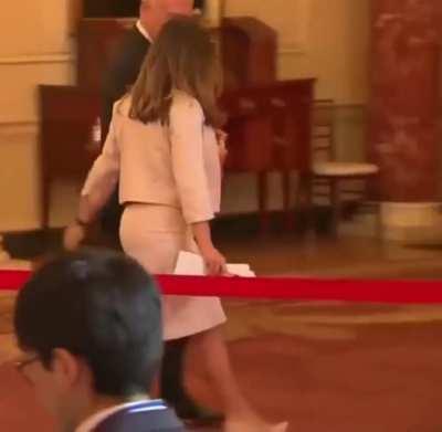 Chrystia Freeland in a White Pencil Skirt