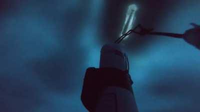 Dropping a probe under the ice of the Arctic Ocean