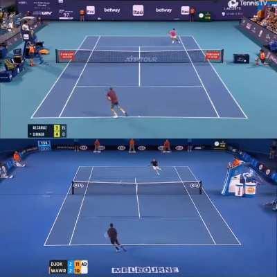 Jannik Sinner and Novak Djokovic, 10 years apart