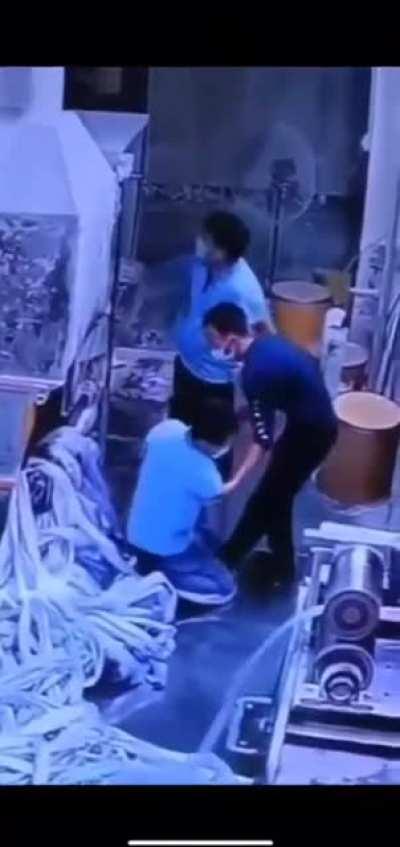 Guy Saved from near death experience using emergency stop button