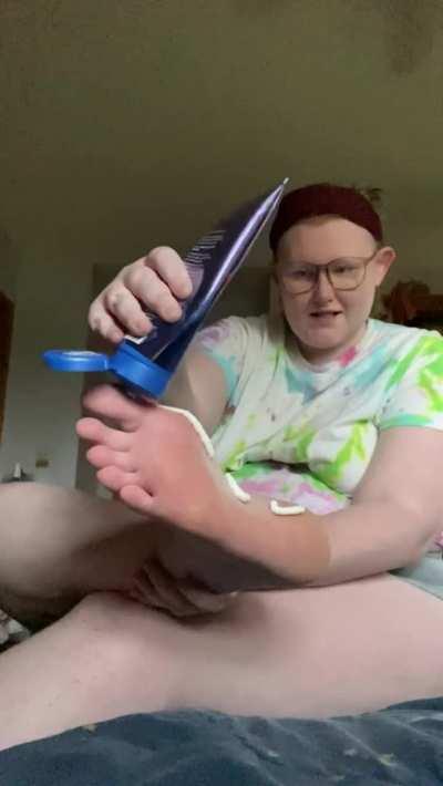 What do you think of the view of me moisturizing my size 13.5 feet??