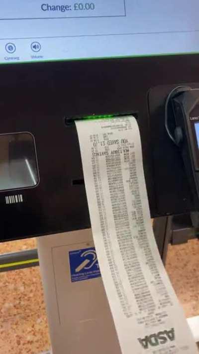 the best part about the asda scan and shop had got to be the speed the receipts come out. makes me laugh everytime