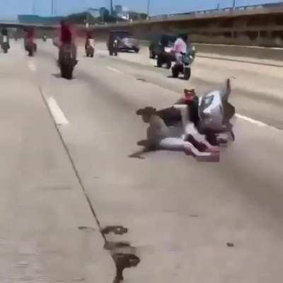 Wearing shorts while doing a wheelie on the highway