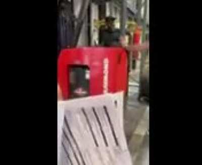 guy freaks out because he had to maneuver around 2 pallets 