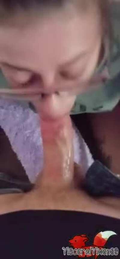 OC: I love drooling all over my roommate's cock!