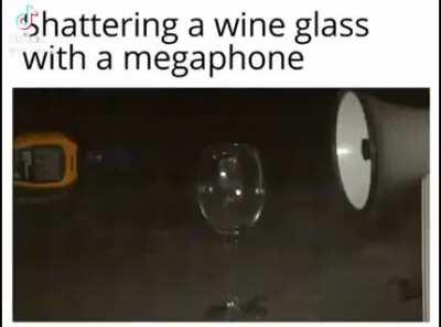 Wine glass gets shattered by a megaphone 😱
