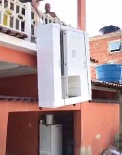 Moving a wardrobe like a boss.