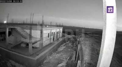 Crimean Bridge explosion caught by CCTV from a distance.