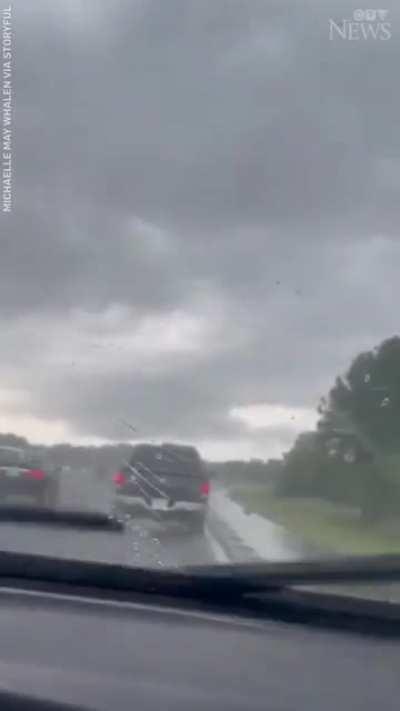 Cars were struck by lightning while driving on the highway