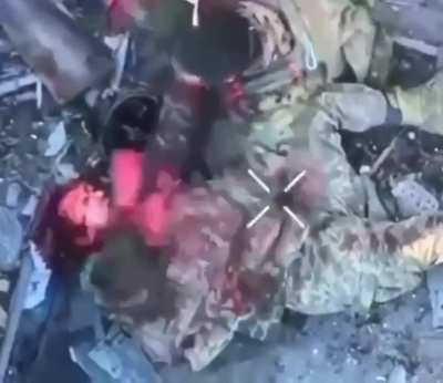 Drone POV from the Infamous knife fight between a Russian and Ukrainian soldier