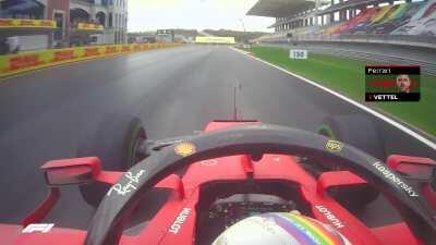 'Nearly had him!' - Vettel Team Radio as he crosses the line for P3