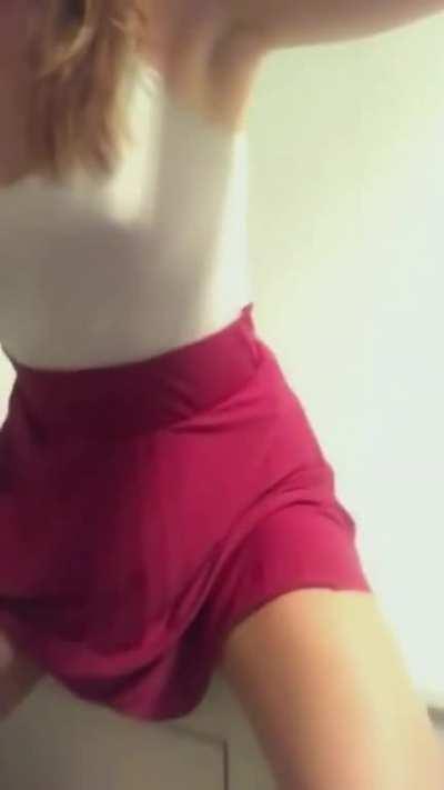 [OC][f] Little suprise under my skirt 🥒😘