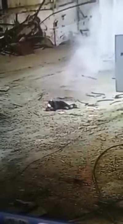 Electrical Company employee trying to repair the power box (LOUD SOUND)