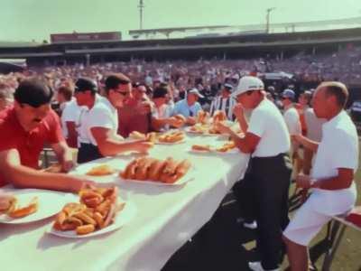 An ai attempts to recreate a Nathan’s competition from the 70’s