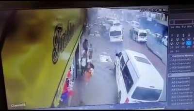 Man just misses being squashed by Taxi in Joburg Explosion Yesterday