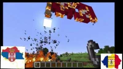 burning turkish flag in minecraft 🇷🇴🇷🇴🇷🇸🇷🇸