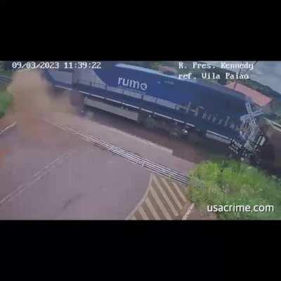 Passengers ejected after bus gets hit by train